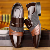 Wine Red Fashion Patchwork Leather Shoes For Men
