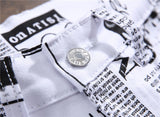 Casual Men's Trousers With Letter Print Trousers With White Stretch Trousers