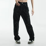 Irregular Stitching Denim Trousers For Men