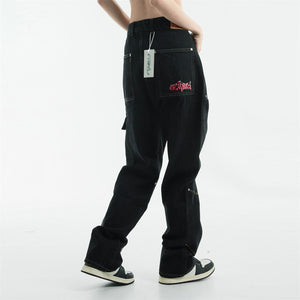 Irregular Stitching Denim Trousers For Men