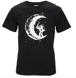 Digging The Moon Print Casual Mens O-neck T Shirts Fashion Men's Tops Men T-shirt Short Sleeve Men Tshirt