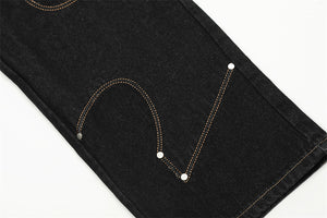 Irregular Stitching Denim Trousers For Men