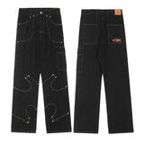 Irregular Stitching Denim Trousers For Men