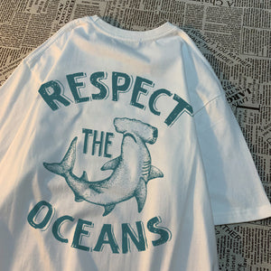 Respect The Oceans Print Men T Shirts