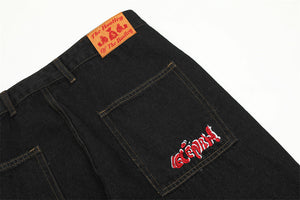 Irregular Stitching Denim Trousers For Men