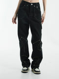 Irregular Stitching Denim Trousers For Men
