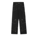 Irregular Stitching Denim Trousers For Men