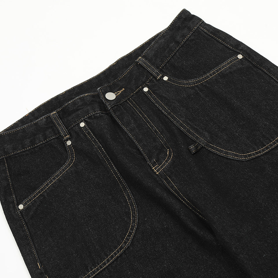 Irregular Stitching Denim Trousers For Men